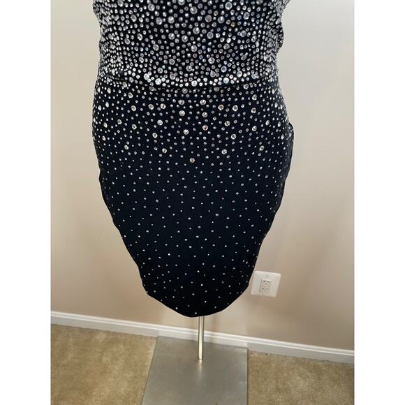 Alex Perry Strapless Sweetheart Crystal Embellished Velvet Black Mini Dress Sz 4 - Picture 5 of 9